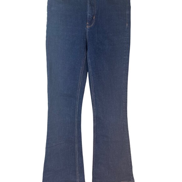 ZARA Size 2 Dark Blue Flared Denim Jeans High Rise Stretch Cotton Blend - Picture 7 of 15